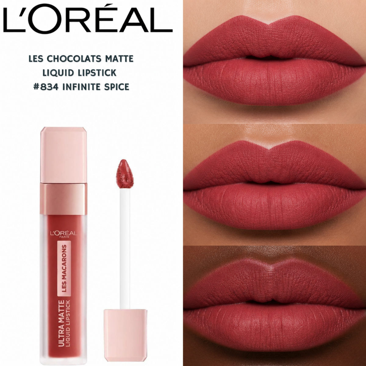 L'Oreal Les Macarons Ultra Matte Liquid Lipstick - #834 Infinite Spice