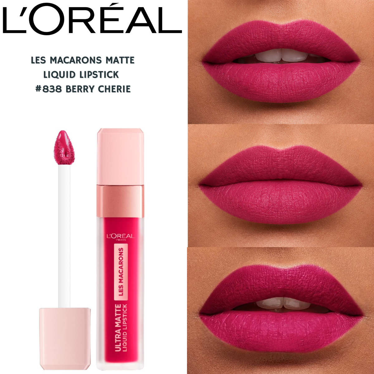L'Oreal Les Macarons Ultra Matte Liquid Lipstick - #838 Berry Cherie