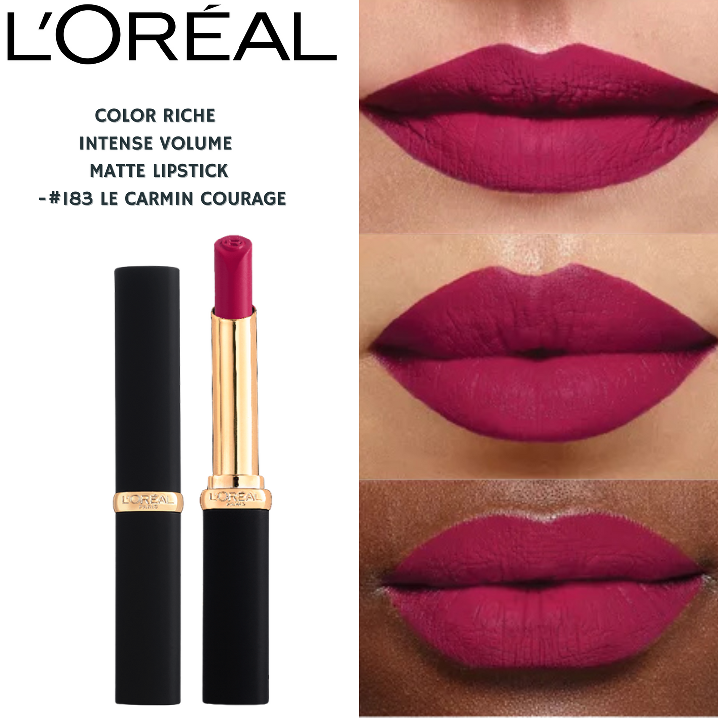 Loreal Color Riche Intense Volume Matte Lipstick -#183 Le Carmin Courage