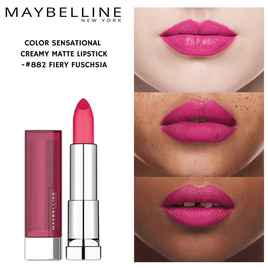 Maybelline Color Sensational Bold Matte Lipstick- #882 Fiery Fuchsia