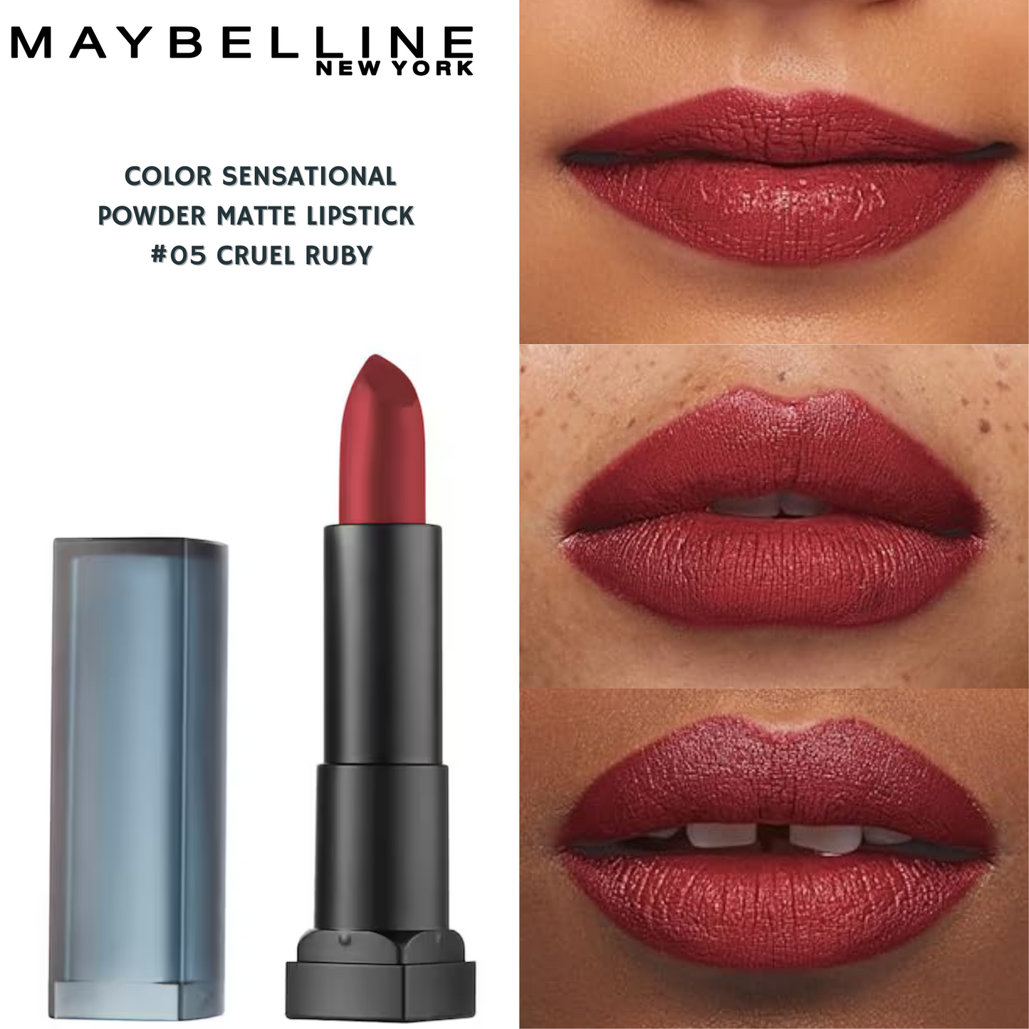 Maybelline Color Sensational Powder Matte Lipstick - #05 Cruel Ruby
