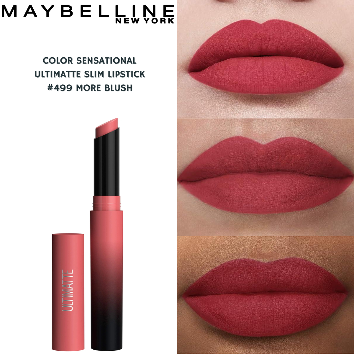 Maybelline Color Sensational Ultimatte Slim Lipstick -#499 More Blush