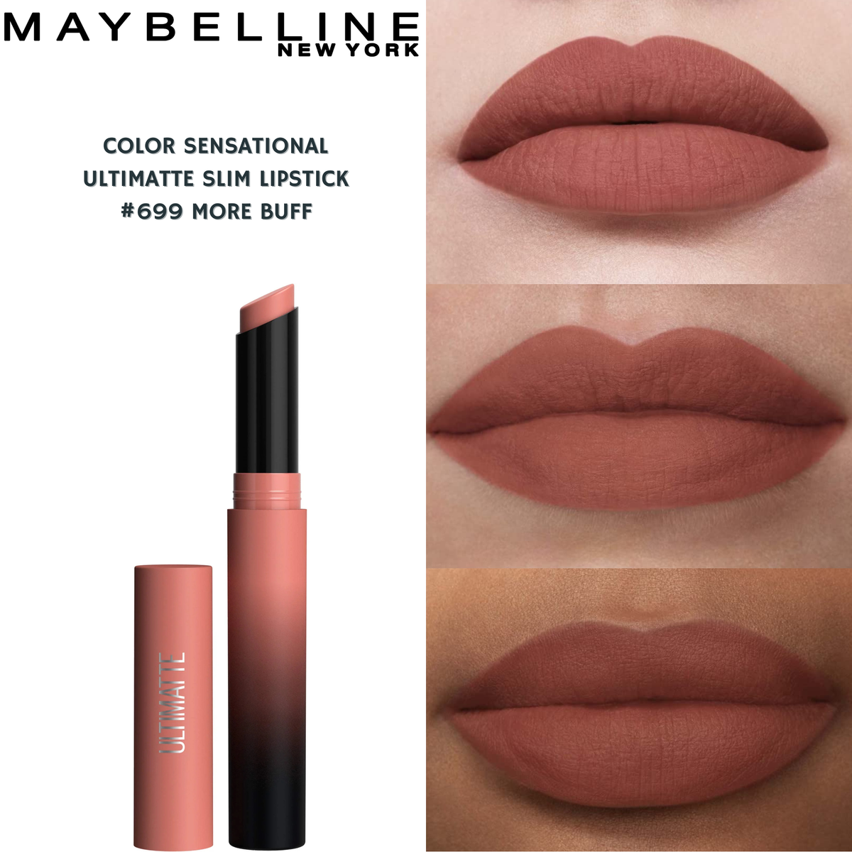 Maybelline Color Sensational Ultimatte Slim Lipstick -#699 More Buff