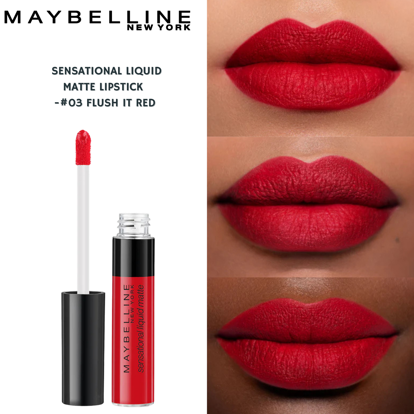 Maybelline Sensational Liquid Matte Lipstick - #03 Flush It Red