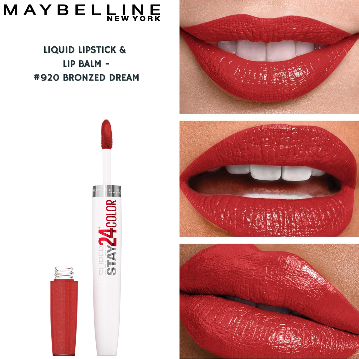 Maybelline SuperStay 24hr 2 Step Liquid Lipstick & Lip Balm -#920 Bronzed Dream