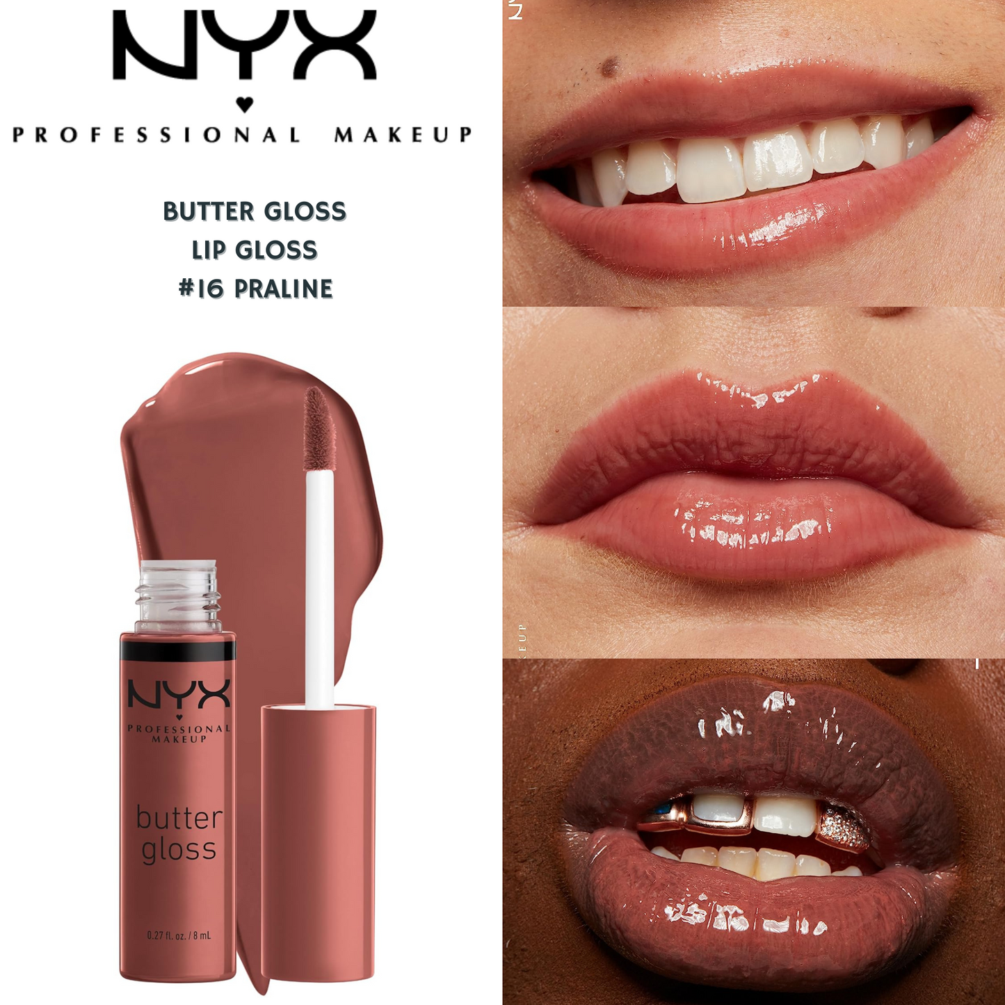 NYX Butter Gloss Lip Gloss -#16 Praline