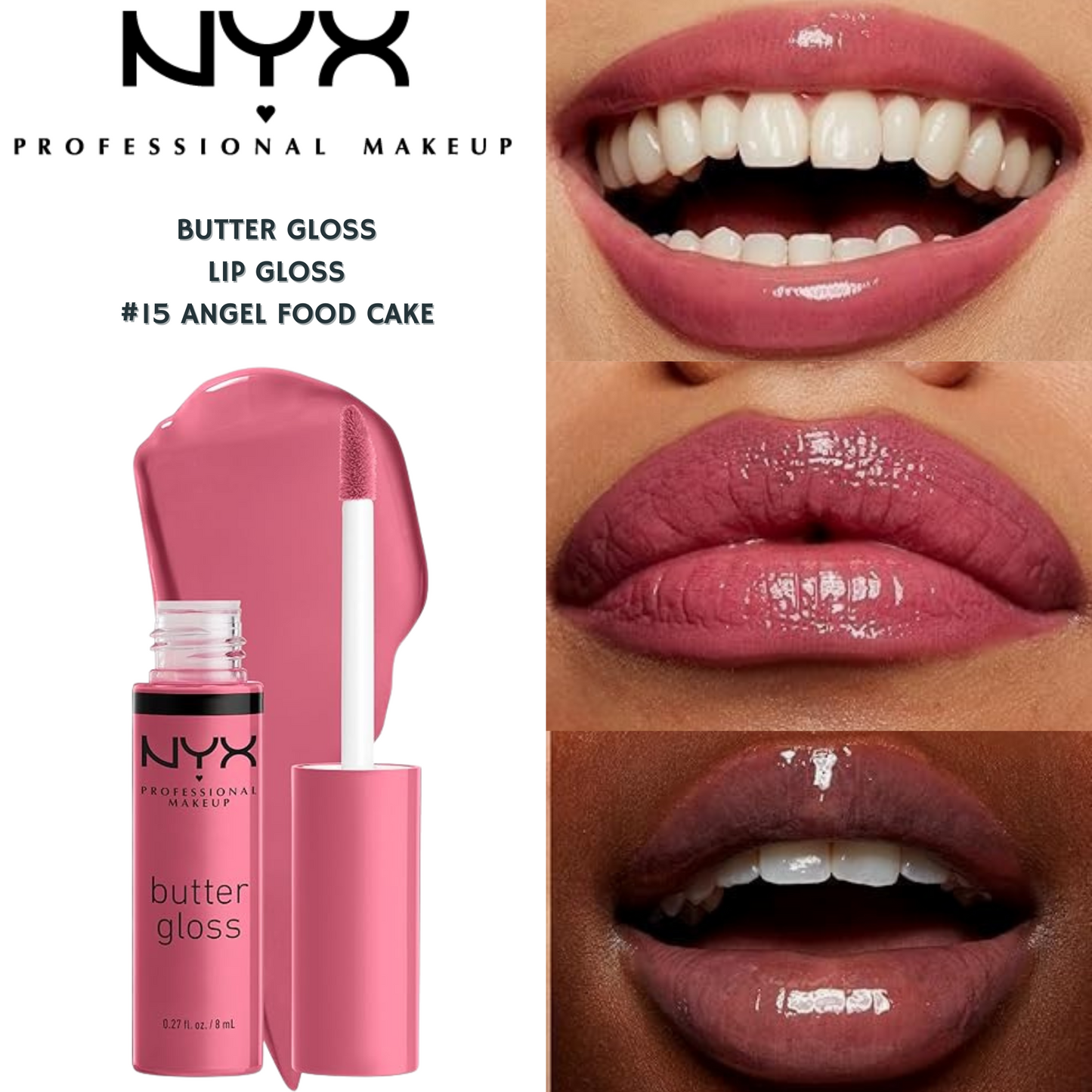 NYX Butter Gloss Lip Gloss -#15 Angel Food Cake