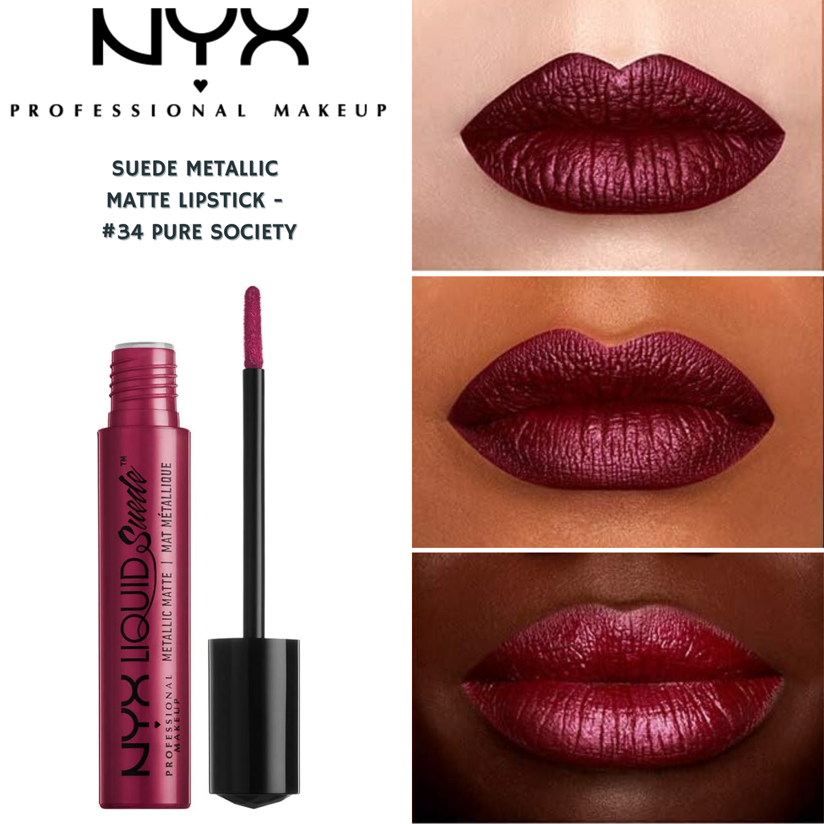 NYX Liquid Suede Metallic Matte Lipstick - 34 Pure Society