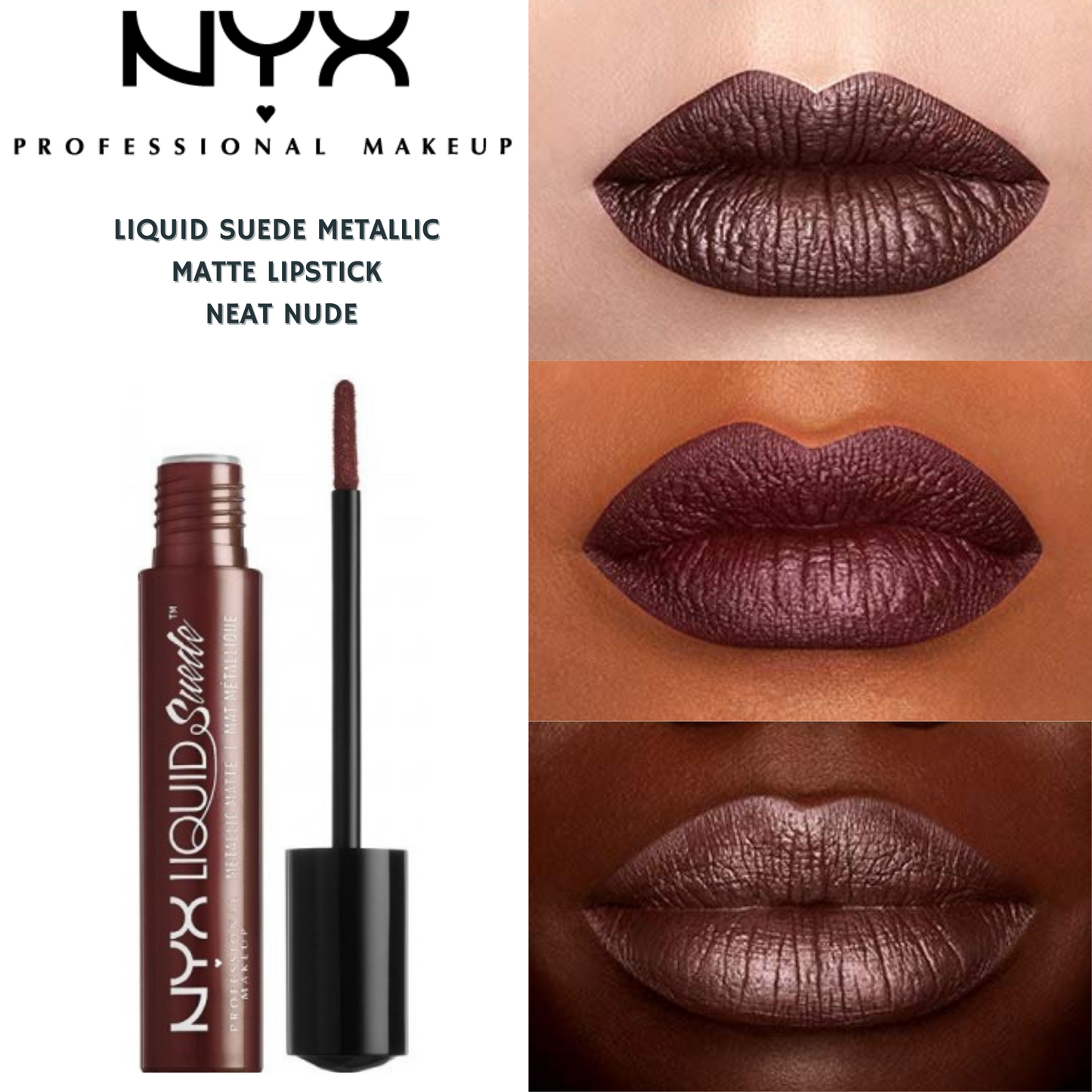 NYX Liquid Suede Metallic Matte Lipstick - Neat Nude