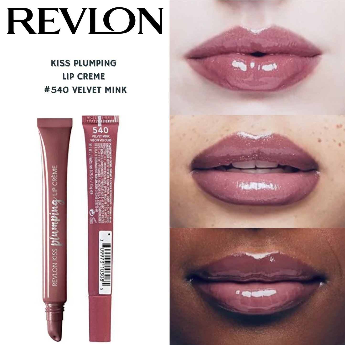 Revlon Kiss Plumping Lip Creme -#540 Velvet Mink