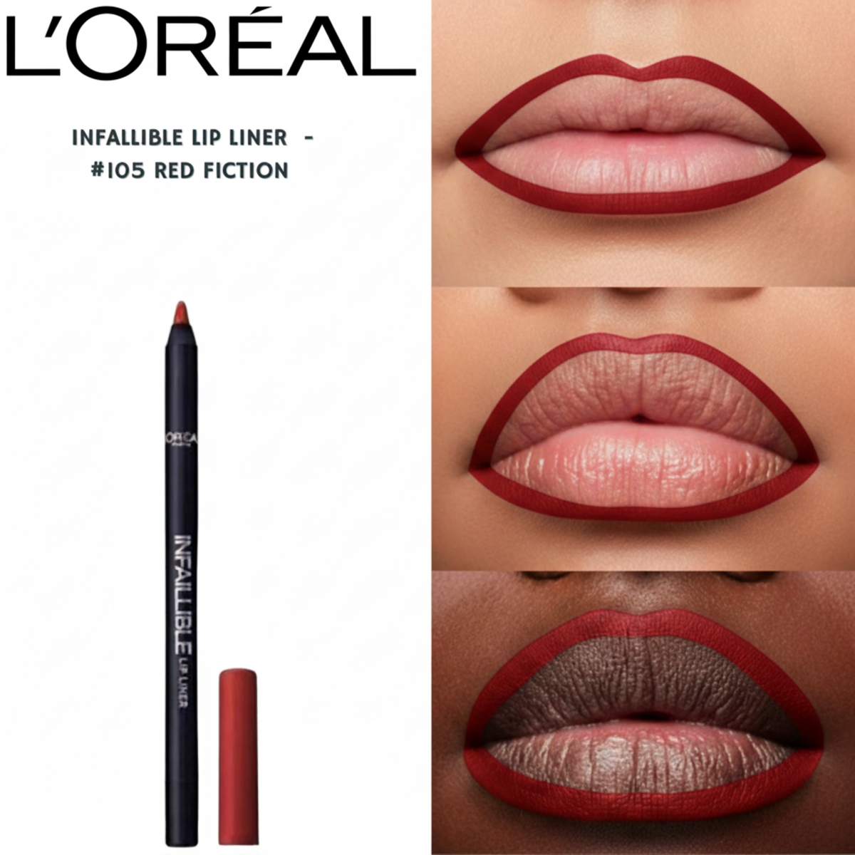 L'Oreal Infallible Lip Liner Pencil - #105 Red Fiction