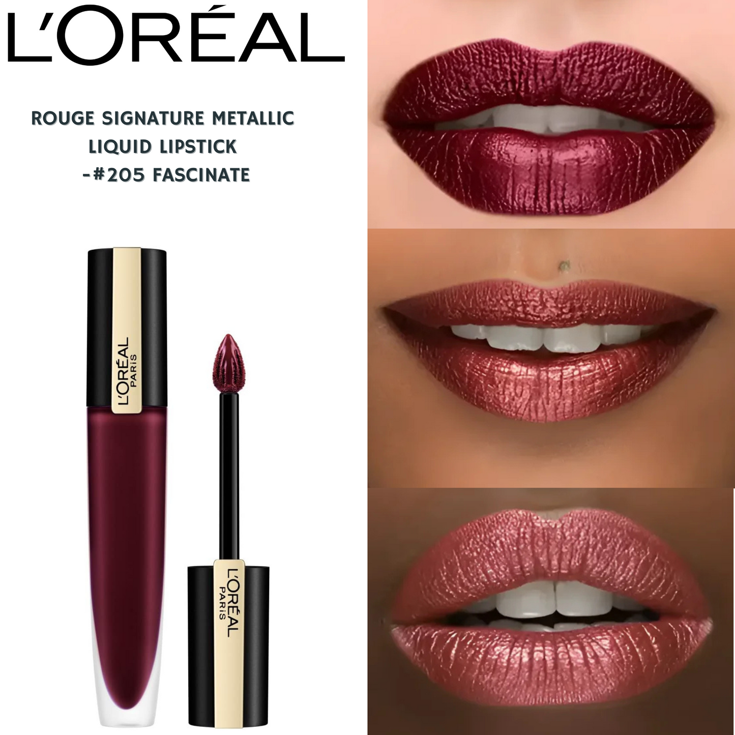L'Oreal Rouge Signature Metallic Liquid Lipstick -#205 Fascinate