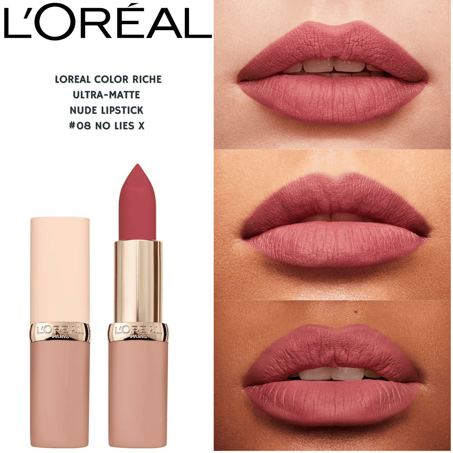 Loreal Color Riche Ultra-Matte Nude Lipstick -#08 No Lies