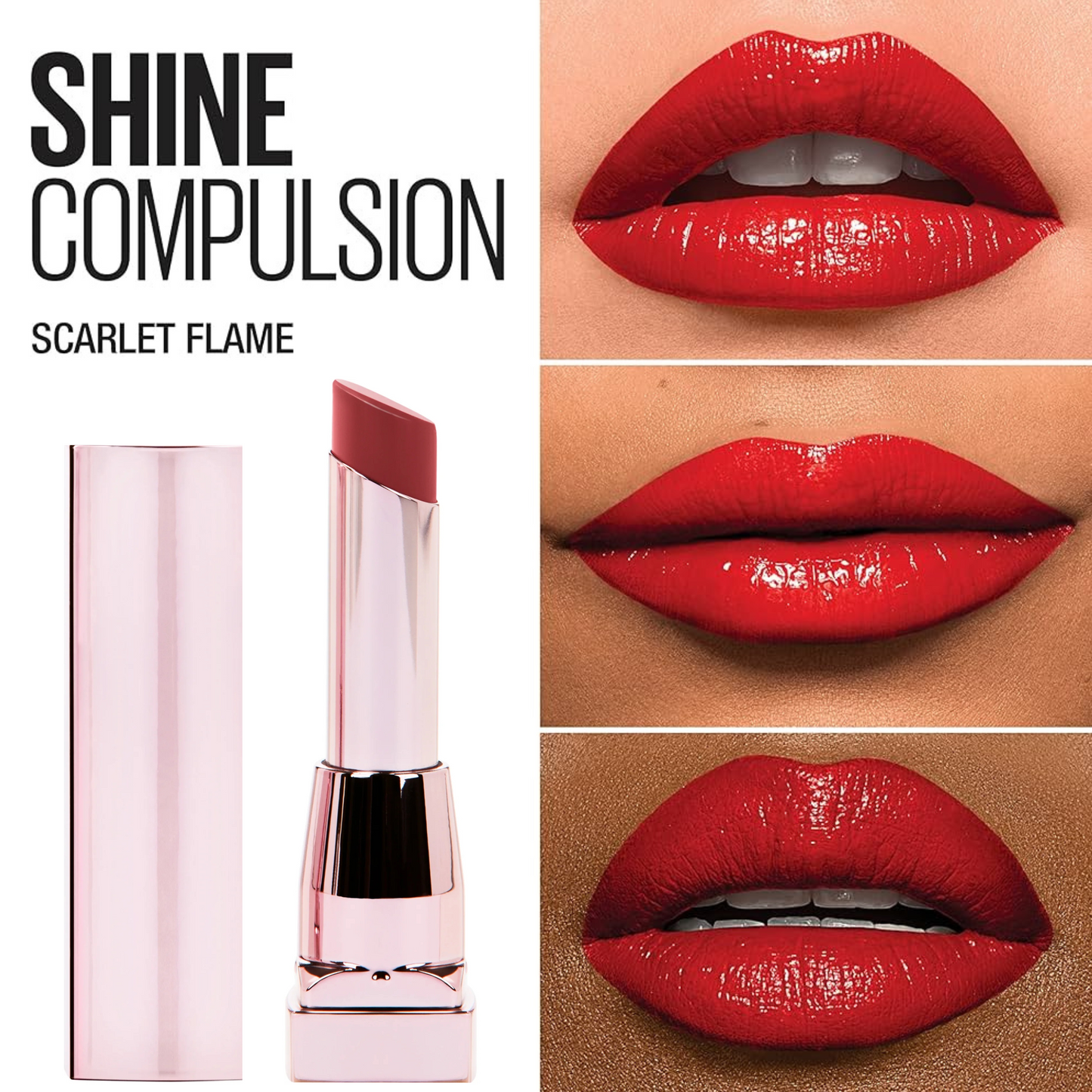 Maybelline Color Sensational Shine Compulsion Lipstick  -#90 Scarlet Flame
