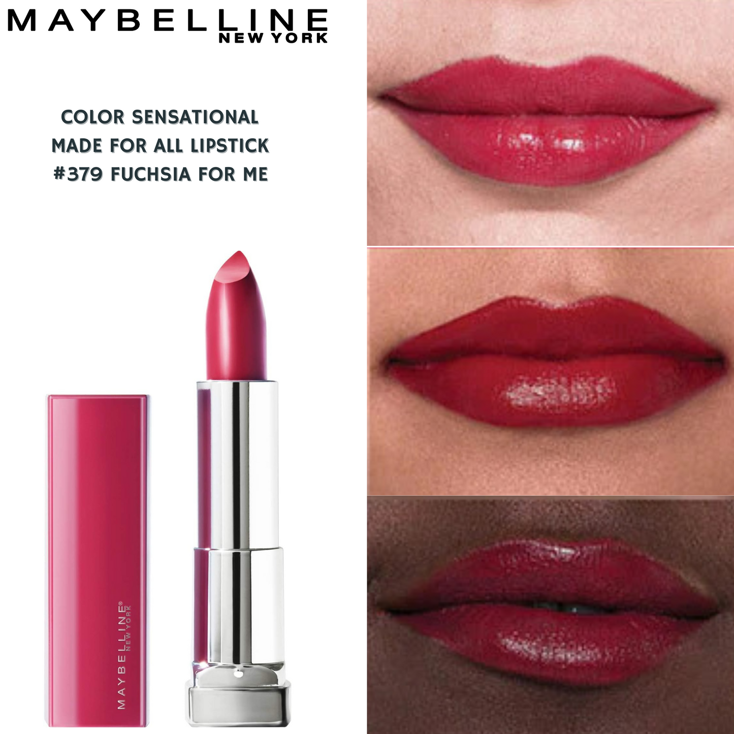 Maybelline Color Sensational Satin Lipstick -#379 Fuchsia For Me