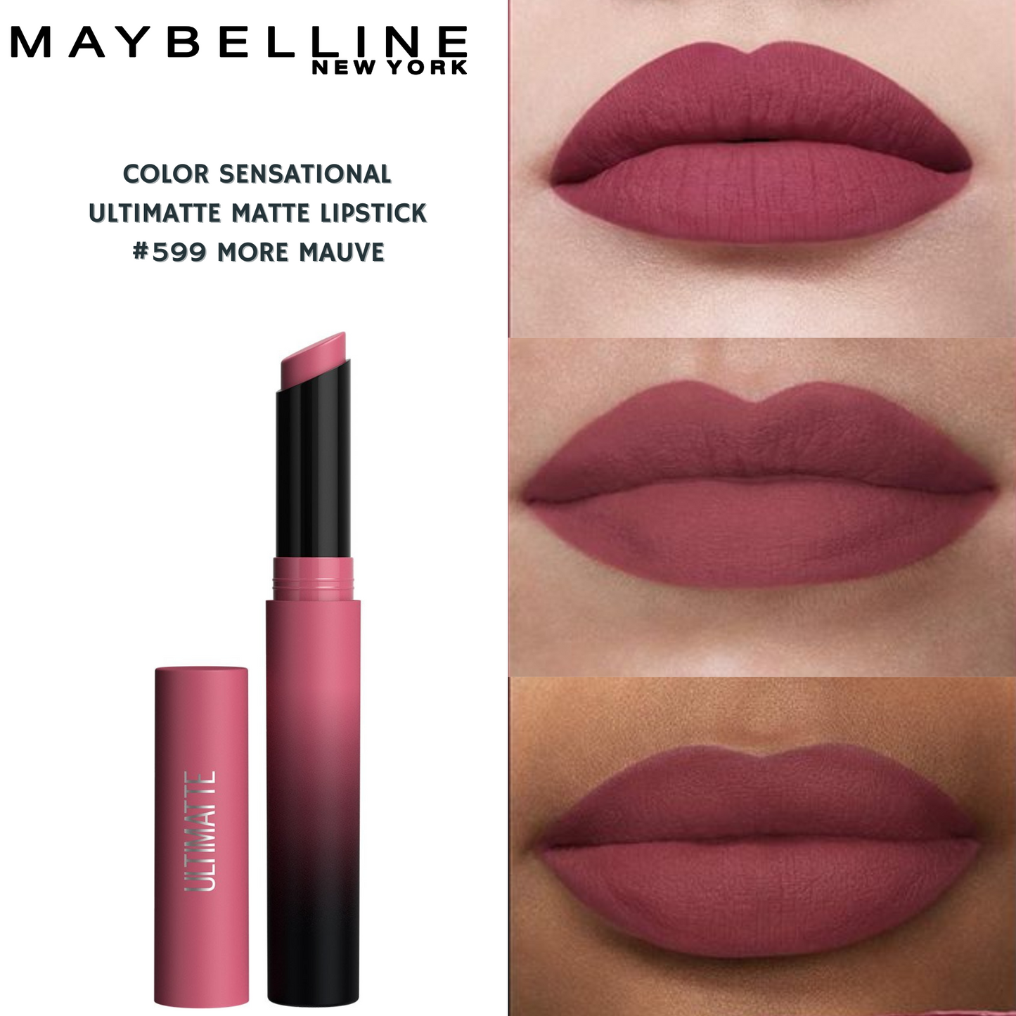 Maybelline Color Sensational Ultimatte Slim Lipstick #599 More Mauve