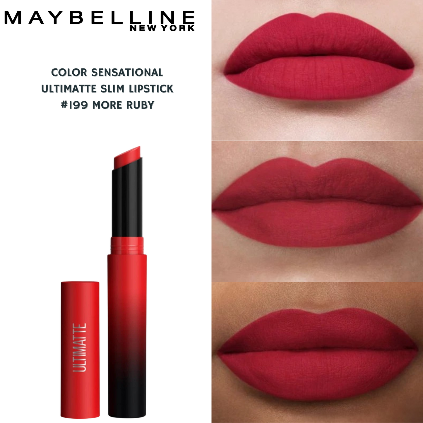 Maybelline Color Sensational Ultimatte Slim Lipstick -#199 More Ruby