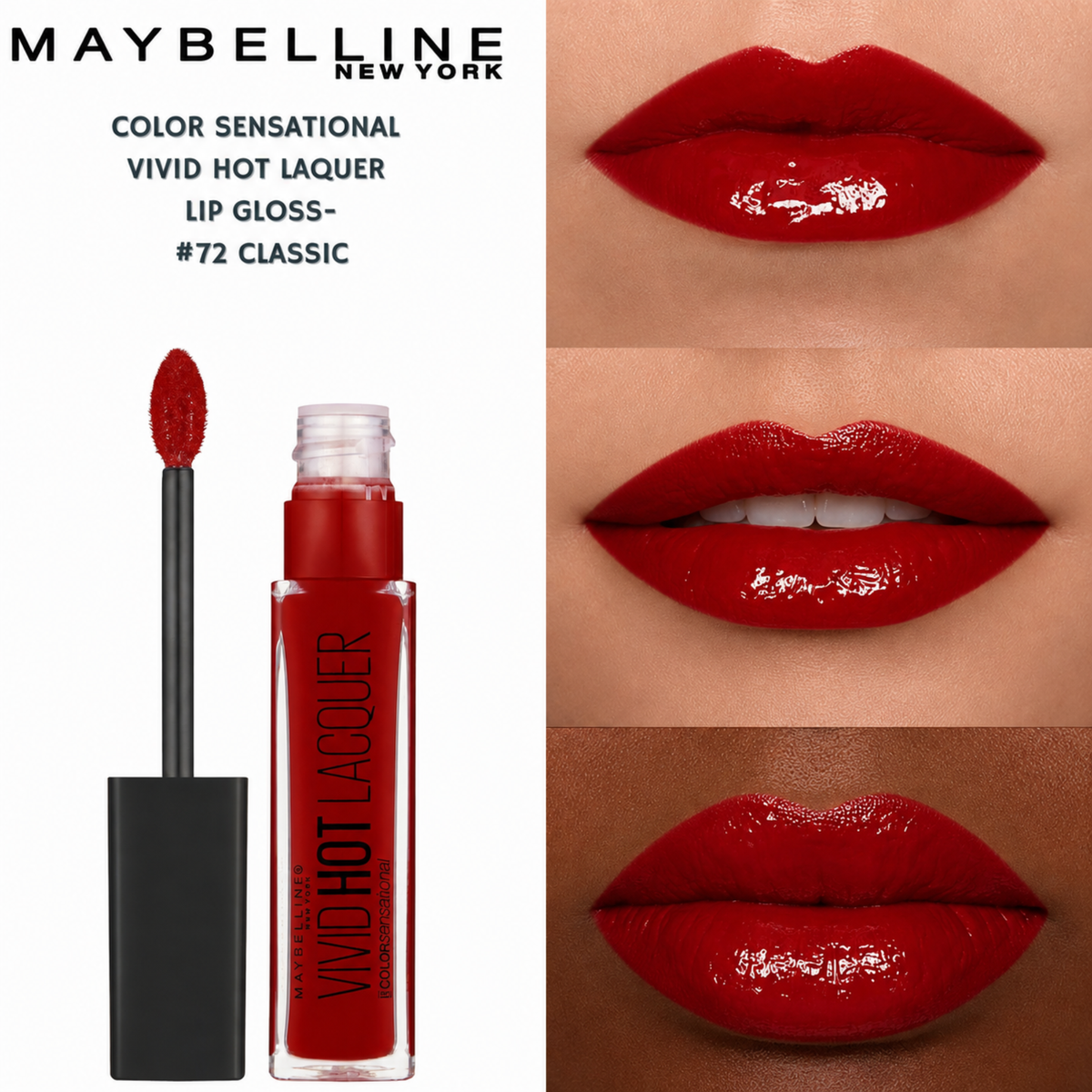 Maybelline  Color Sensational Vivid Hot Laquer Lip Gloss -#72 Classic