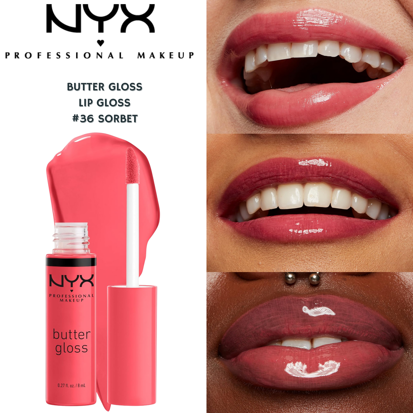 NYX Butter Gloss Lip Gloss -#36 Sorbet