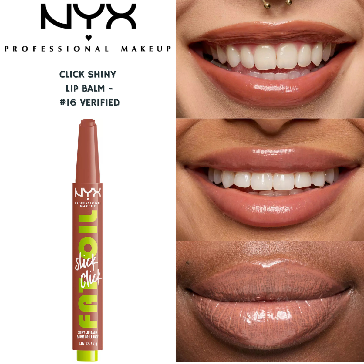 NYX Fat Oil Lip Slick Click Shiny Lip Balm - #16 Verified